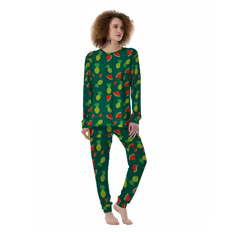 Pineapple And Tropical Watermelon Print Pattern Women's Pajamas Victoria’s Secret pajama sets