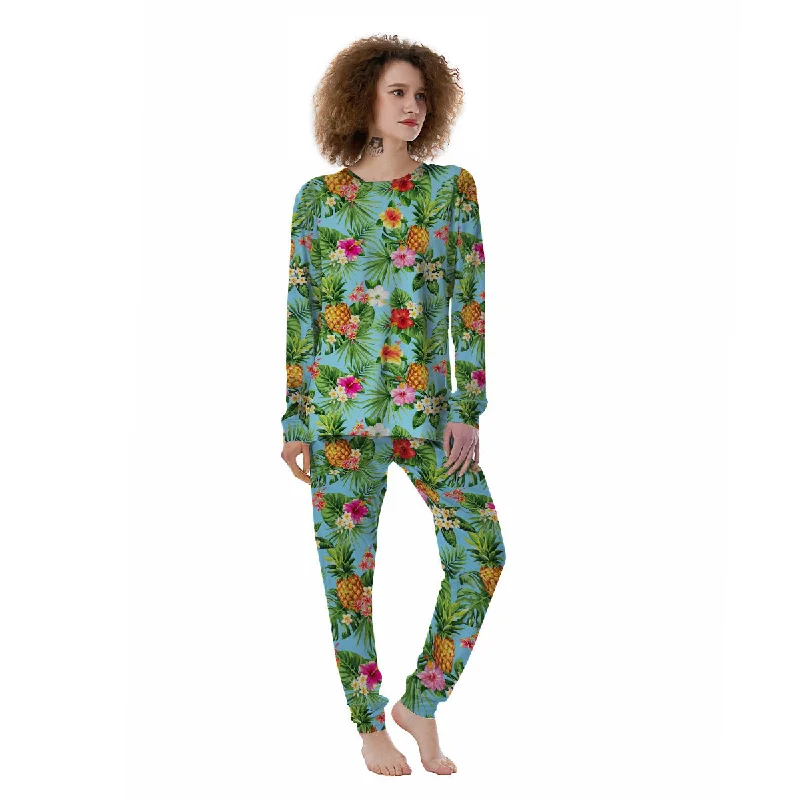 Pineapple Hawaii Tropical Print Pattern Women's Pajamas Spa pajama sets